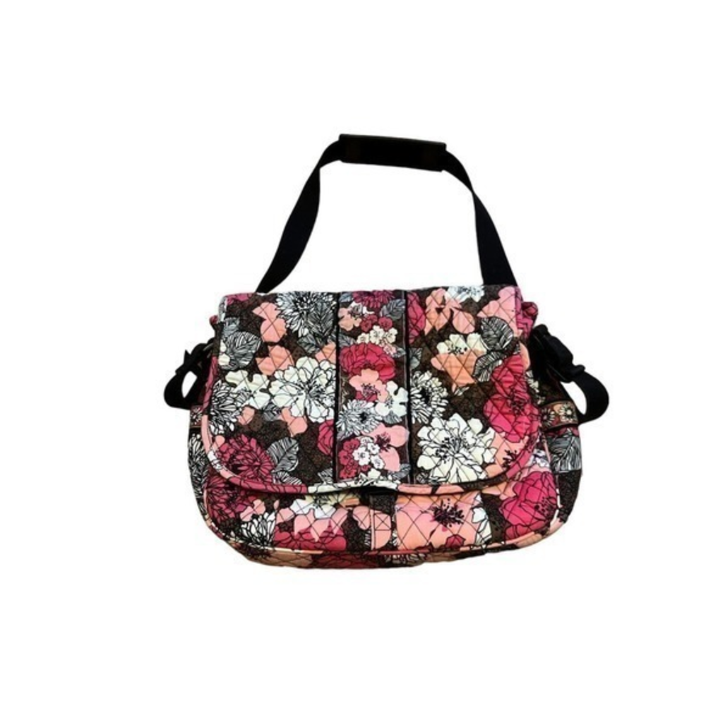 Vera Bradley Pink Floral‎ Mocha Rouge Attache Laptop Messenger Bag